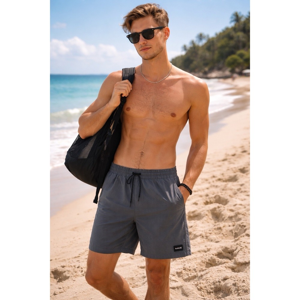 Hurley Shorts Mens M Gray Phantom Zuma ll Volley Swim Hybrid Surf Beach